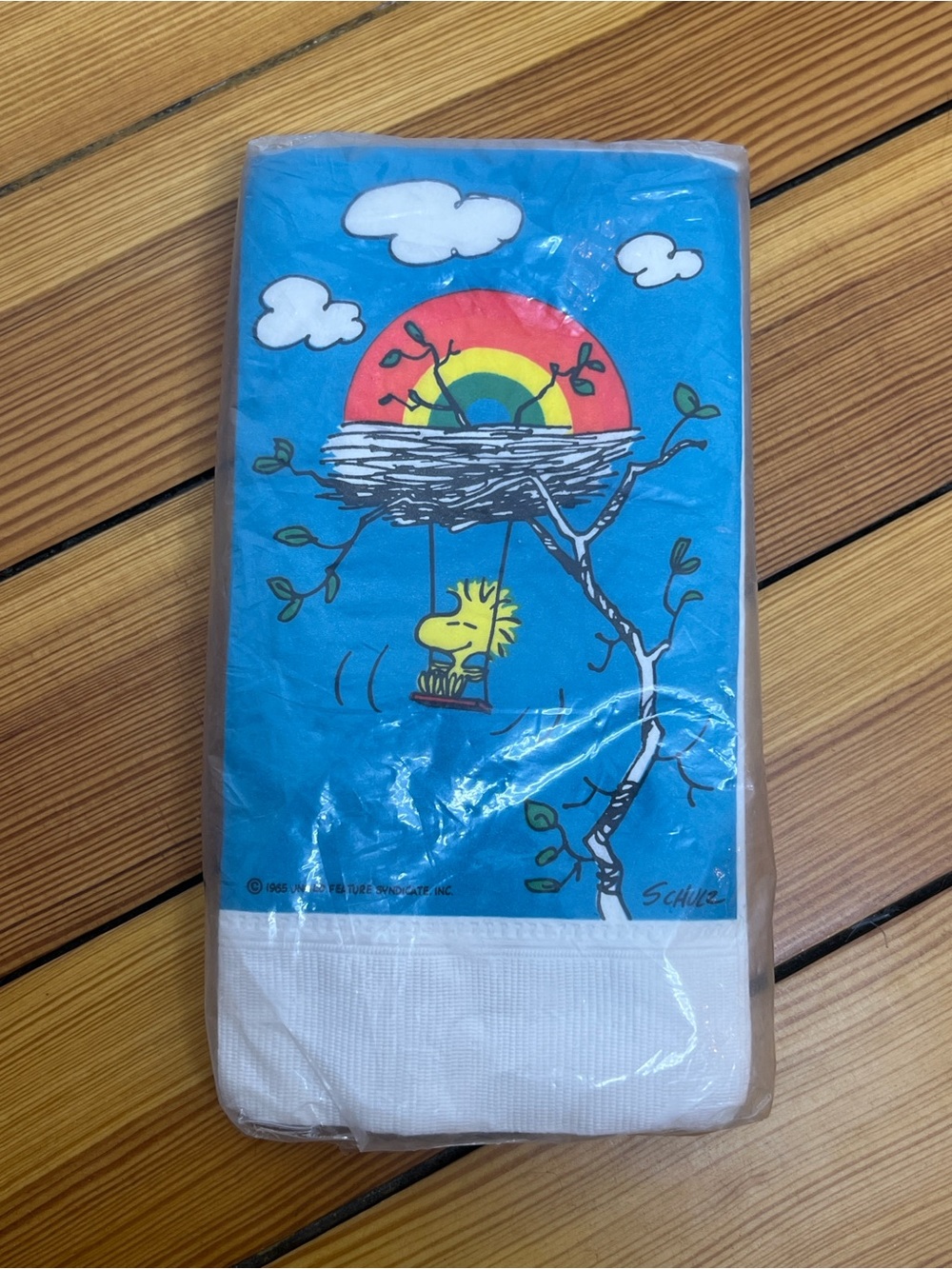 Vintage Peanuts Woodstock Hallmark Guest Towels NOS Rainbow Napkins